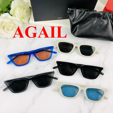 Korea Gentle AGAIL Vintage Steampunk Cat Eye White Acetate Small Frame Sunglasses Gm Shades Brand Design Eyewear Women Men 2023