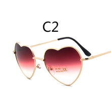 Load image into Gallery viewer, Korea Harajuku Retro Color Sunglasses Transparent Gradient Round Face Love Heart Sunglasses