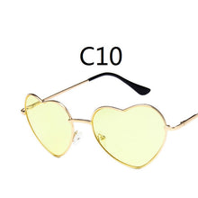 Load image into Gallery viewer, Korea Harajuku Retro Color Sunglasses Transparent Gradient Round Face Love Heart Sunglasses