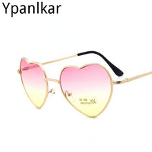 Load image into Gallery viewer, Korea Harajuku Retro Color Sunglasses Transparent Gradient Round Face Love Heart Sunglasses