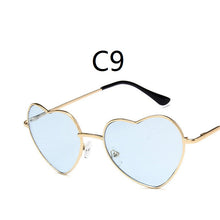Load image into Gallery viewer, Korea Harajuku Retro Color Sunglasses Transparent Gradient Round Face Love Heart Sunglasses