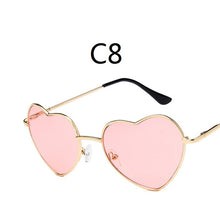 Load image into Gallery viewer, Korea Harajuku Retro Color Sunglasses Transparent Gradient Round Face Love Heart Sunglasses