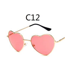 Load image into Gallery viewer, Korea Harajuku Retro Color Sunglasses Transparent Gradient Round Face Love Heart Sunglasses