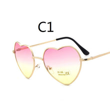 Load image into Gallery viewer, Korea Harajuku Retro Color Sunglasses Transparent Gradient Round Face Love Heart Sunglasses