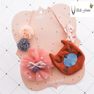 Korea New Handmade Cute Imported Cloth Cartoon Bear Yarn Flower Children Kids Girl Necklaces Fashion Jewelry Accessories
