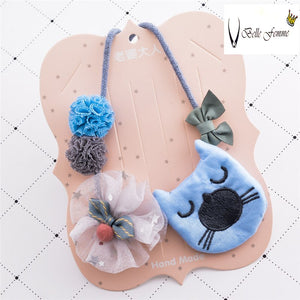Korea New Handmade Cute Imported Cloth Cartoon Bear Yarn Flower Children Kids Girl Necklaces Fashion Jewelry Accessories
