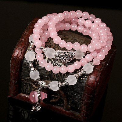 Il braccialetto in pietra di quarzo rosa naturale alla moda coreana porta fortuna con perline di cristallo fatte a mano con ciondolo a forma di zucca 