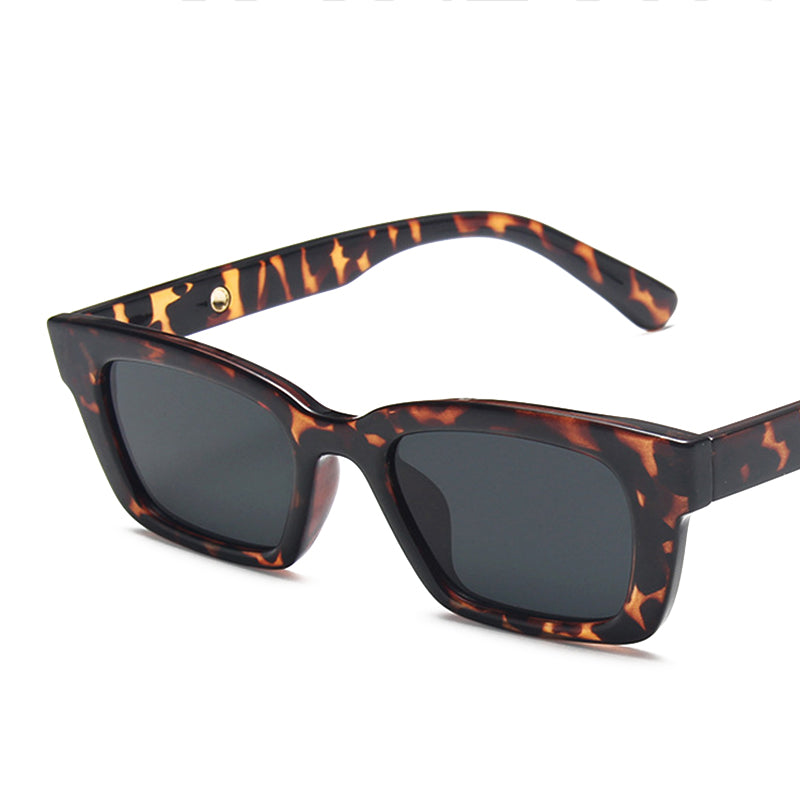 Korean Style Small Rectangular Female Sunglasses Retro Shade Small Glasses Leopard Print Hip-hop Transparent Sunglasses