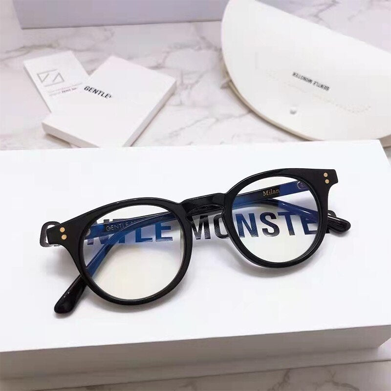 Korean Top Brand Designer Boutique Round Frame Acetate Eyeglasses Gentle Milan Oliver Reading Glasses Women Men Eyeglasses Frame