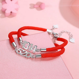 Korean Version 925 Sterling Silver Letter Bracelet for Women Couple 520 1314 Birth Year Red Rope Jewelry Valentine's D Gift