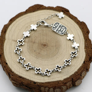 Korean Version Of The S925 Sterling Silver Retro Thai Silver Female Personality Punk Fashion Jewelry Cross Bracelet Homme Simple
