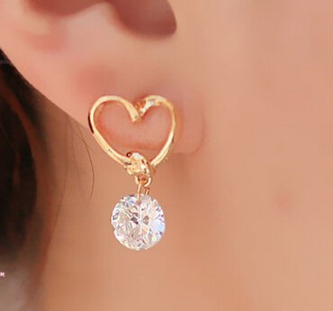 Korean jewelry earrings fashion cute personality wild love crystal earrings woman best gift wholesale wedding earrings