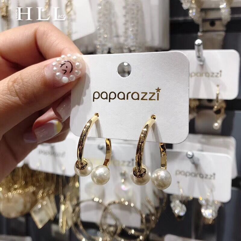 Korean jewelry paparazzi fashion temperament small pearl metal Earrings Ear Pin Silver needle earring