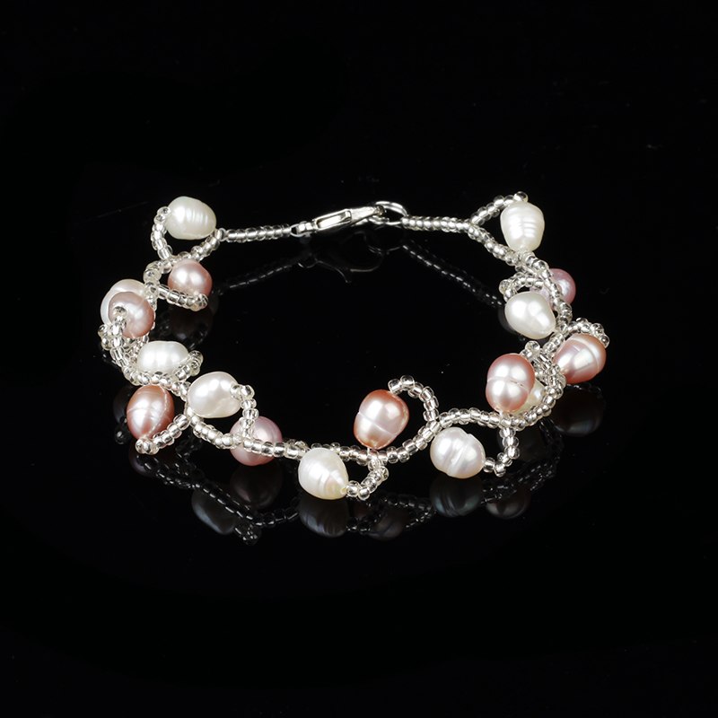 Korean version of the natural pearl multi-layer bracelet female 7-8mm rice pearl bracelet to send his girlfriend gift