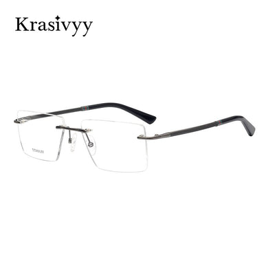Krasivyy 2022 Pure Titanium Rimless Glasses Frame Men Top Quality Myopia Optical Prescription Eyeglasses  Male Square Eyewear