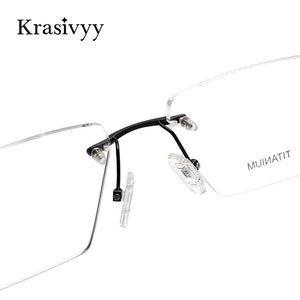 Krasivyy 2022 Pure Titanium Rimless Glasses Frame Men Top Quality Myopia Optical Prescription Eyeglasses  Male Square Eyewear