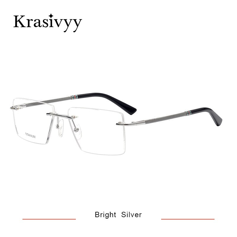 Krasivyy 2022 Pure Titanium Rimless Glasses Frame Men Top Quality Myopia Optical Prescription Eyeglasses  Male Square Eyewear
