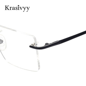 Krasivyy 2022 Pure Titanium Rimless Glasses Frame Men Top Quality Myopia Optical Prescription Eyeglasses  Male Square Eyewear