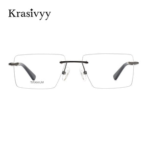 Krasivyy 2022 Pure Titanium Rimless Glasses Frame Men Top Quality Myopia Optical Prescription Eyeglasses  Male Square Eyewear