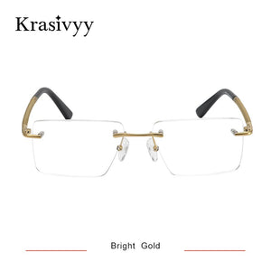 Krasivyy 2022 Pure Titanium Rimless Glasses Frame Men Top Quality Myopia Optical Prescription Eyeglasses  Male Square Eyewear