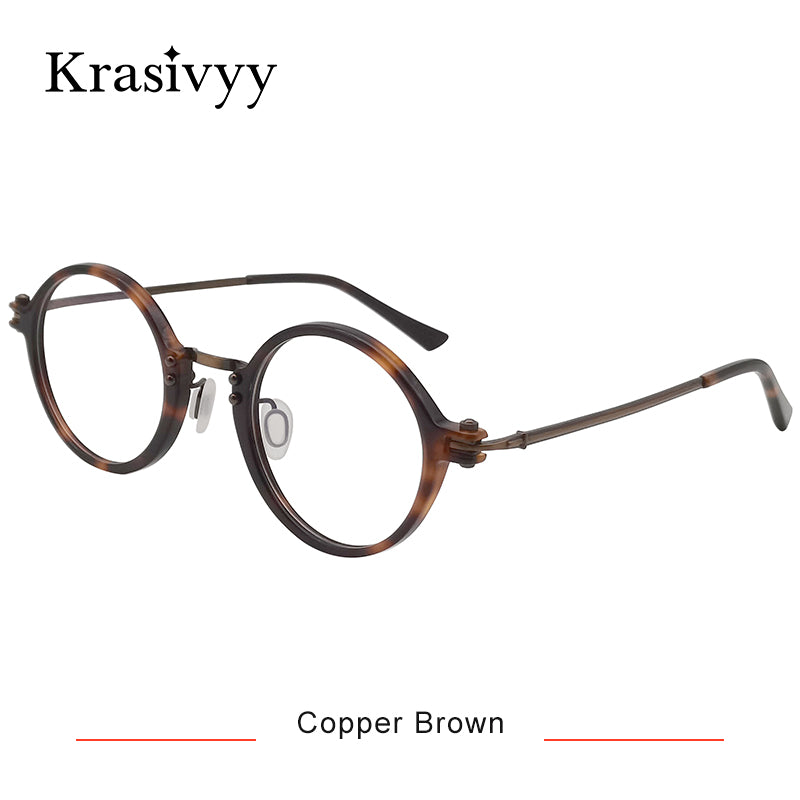 Krasivyy 2023  Titanium Glasses Frame Men Designer Optical Myopia Prescription Acetate Eyeglasses Frame Women Eyewear