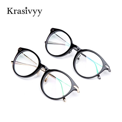 Krasivyy 2023 Pure Titanium Glasses Frame Men  Vintage Round Optical Eye Glasses for Women Prescription Eyewear