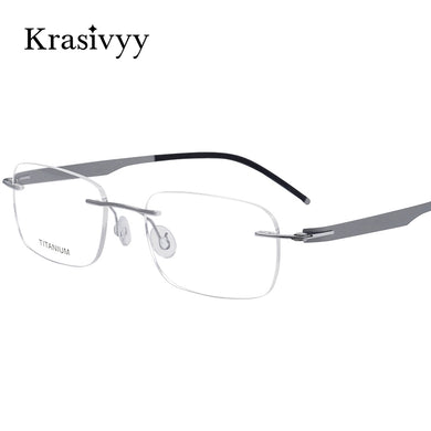 Krasivyy  2023 Pure Titanium Rimless Glasses Frame Men Myopia Prescription Eyeglasses Women Korean Screwless Optical Eyewear