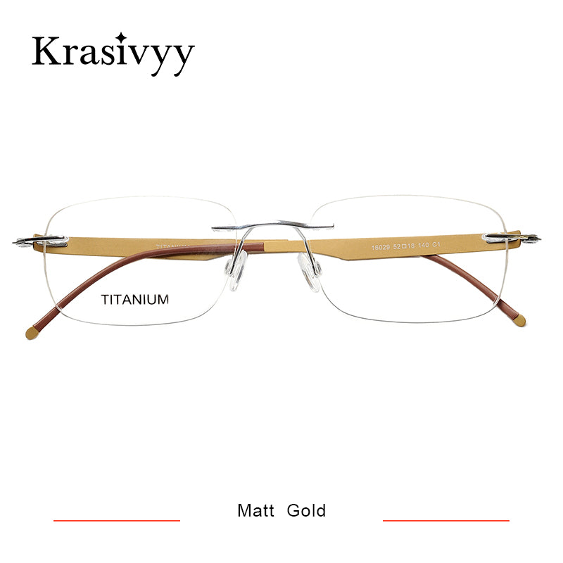 Krasivyy  2023 Pure Titanium Rimless Glasses Frame Men Myopia Prescription Eyeglasses Women Korean Screwless Optical Eyewear