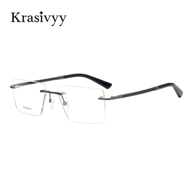 Krasivyy 2023 Pure Titanium Rimless Glasses Frame Men  Myopia Optical Prescription Eyeglasses Male Square Eyewear