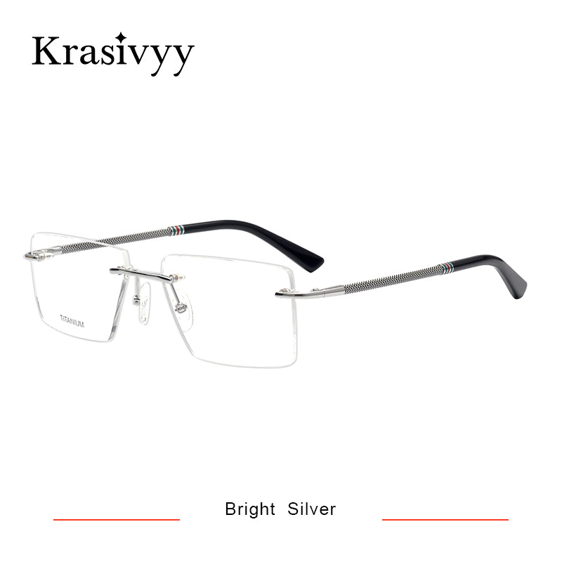 Krasivyy 2023 Pure Titanium Rimless Glasses Frame Men  Myopia Optical Prescription Eyeglasses Male Square Eyewear