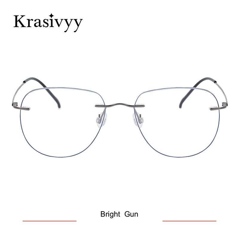 Krasivyy 2023 Rimless Pilot Eyewear Men Ultralight Optical Prescription Eyeglasses Women Pure Titanium Myopia Glasses Frame