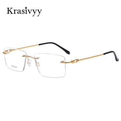 Krasivyy 2023 Titanium Rimless Glasses Frame Men Eyeglasses Myopia Spectacle Frames Brand Prescription Eye glasses Frame for Men