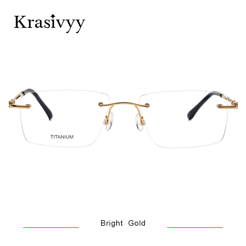 Krasivyy 2023 Titanium Rimless Glasses Frame Men Eyeglasses Myopia Spectacle Frames Brand Prescription Eye glasses Frame for Men