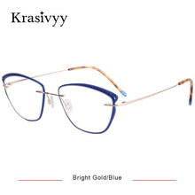 Load image into Gallery viewer, Krasivyy Acetate Titanium Glasses Frame Women 2023 Cat Eye Prescription Eyeglasses Ultralight Rimless Optical Myopia Eyewear