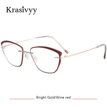 Load image into Gallery viewer, Krasivyy Acetate Titanium Glasses Frame Women 2023 Cat Eye Prescription Eyeglasses Ultralight Rimless Optical Myopia Eyewear