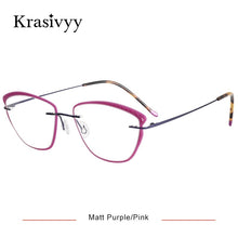 Load image into Gallery viewer, Krasivyy Acetate Titanium Glasses Frame Women 2023 Cat Eye Prescription Eyeglasses Ultralight Rimless Optical Myopia Eyewear