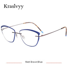 Load image into Gallery viewer, Krasivyy Acetate Titanium Glasses Frame Women 2023 Cat Eye Prescription Eyeglasses Ultralight Rimless Optical Myopia Eyewear