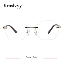Load image into Gallery viewer, Krasivyy B Titanium Frameless Glasses Men Ultralight Hexagonal Lens Optical Prescription Eyeglasses Women Israel Rimless Eyewear