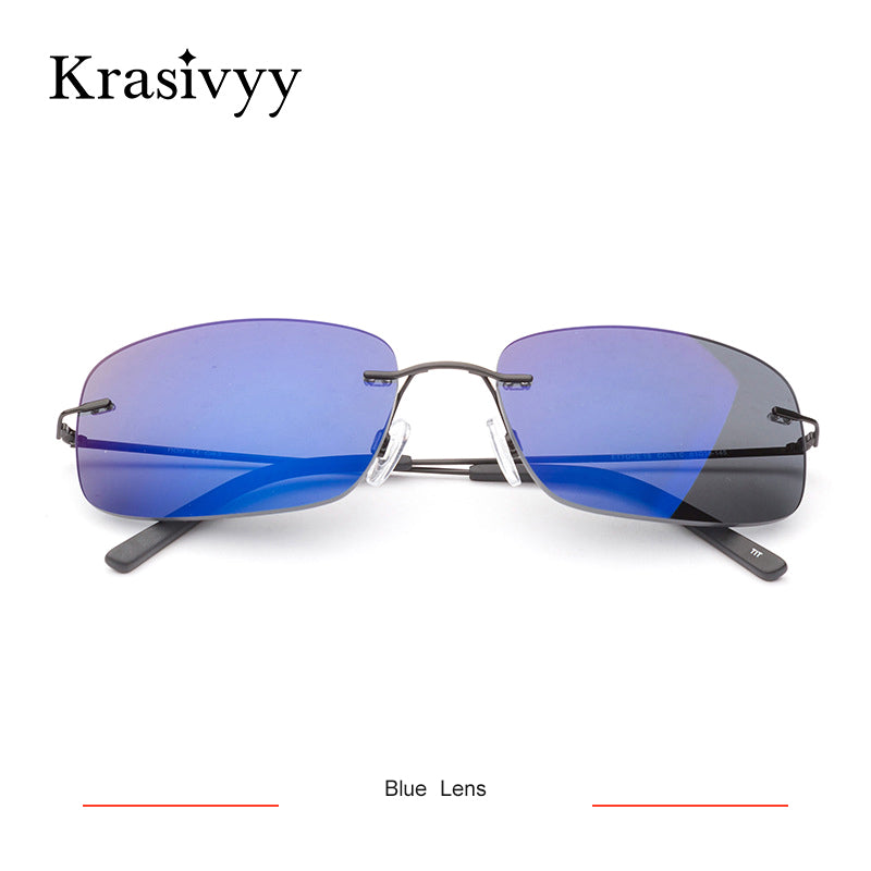 Krasivyy BRAND 2023 B Titanium Rimless Sunglasses Men  Nylon Lens Rectangle Driving Sun Glasses Women Oculos De So