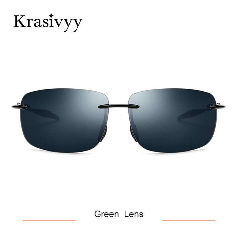 Krasivyy BRAND 2023 TR90 Rimless Sunglasses Men  Nylon Lens Square Driving Sun Glasses Oculos De So