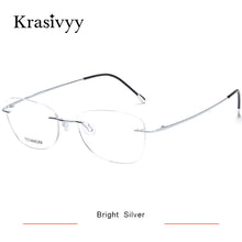 Load image into Gallery viewer, Krasivyy BRAND Pure Titanium Glasses Frame Women Ultralight Optical Prescription Eyeglasses Men Vintage Rimless Oval Eyewear