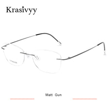 Load image into Gallery viewer, Krasivyy BRAND Pure Titanium Glasses Frame Women Ultralight Optical Prescription Eyeglasses Men Vintage Rimless Oval Eyewear