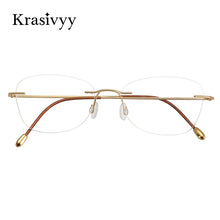 Load image into Gallery viewer, Krasivyy BRAND Pure Titanium Glasses Frame Women Ultralight Optical Prescription Eyeglasses Men Vintage Rimless Oval Eyewear
