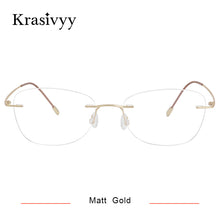 Load image into Gallery viewer, Krasivyy BRAND Pure Titanium Glasses Frame Women Ultralight Optical Prescription Eyeglasses Men Vintage Rimless Oval Eyewear