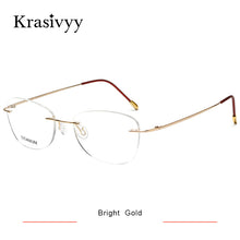 Load image into Gallery viewer, Krasivyy BRAND Pure Titanium Glasses Frame Women Ultralight Optical Prescription Eyeglasses Men Vintage Rimless Oval Eyewear
