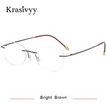 Load image into Gallery viewer, Krasivyy BRAND Pure Titanium Glasses Frame Women Ultralight Optical Prescription Eyeglasses Men Vintage Rimless Oval Eyewear