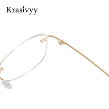Load image into Gallery viewer, Krasivyy BRAND Pure Titanium Glasses Frame Women Ultralight Optical Prescription Eyeglasses Men Vintage Rimless Oval Eyewear