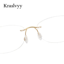 Load image into Gallery viewer, Krasivyy BRAND Pure Titanium Glasses Frame Women Ultralight Optical Prescription Eyeglasses Men Vintage Rimless Oval Eyewear