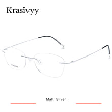 Load image into Gallery viewer, Krasivyy BRAND Pure Titanium Glasses Frame Women Ultralight Optical Prescription Eyeglasses Men Vintage Rimless Oval Eyewear