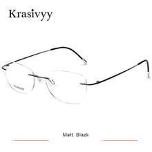 Load image into Gallery viewer, Krasivyy BRAND Pure Titanium Glasses Frame Women Ultralight Optical Prescription Eyeglasses Men Vintage Rimless Oval Eyewear